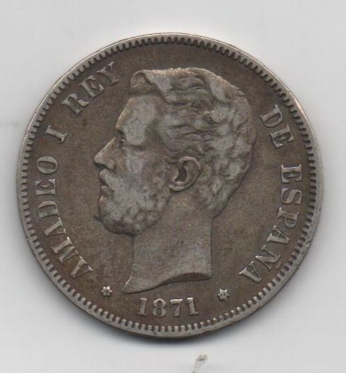 AMADEO I DEL AÑO 1871 *75 DE 5 PESETAS